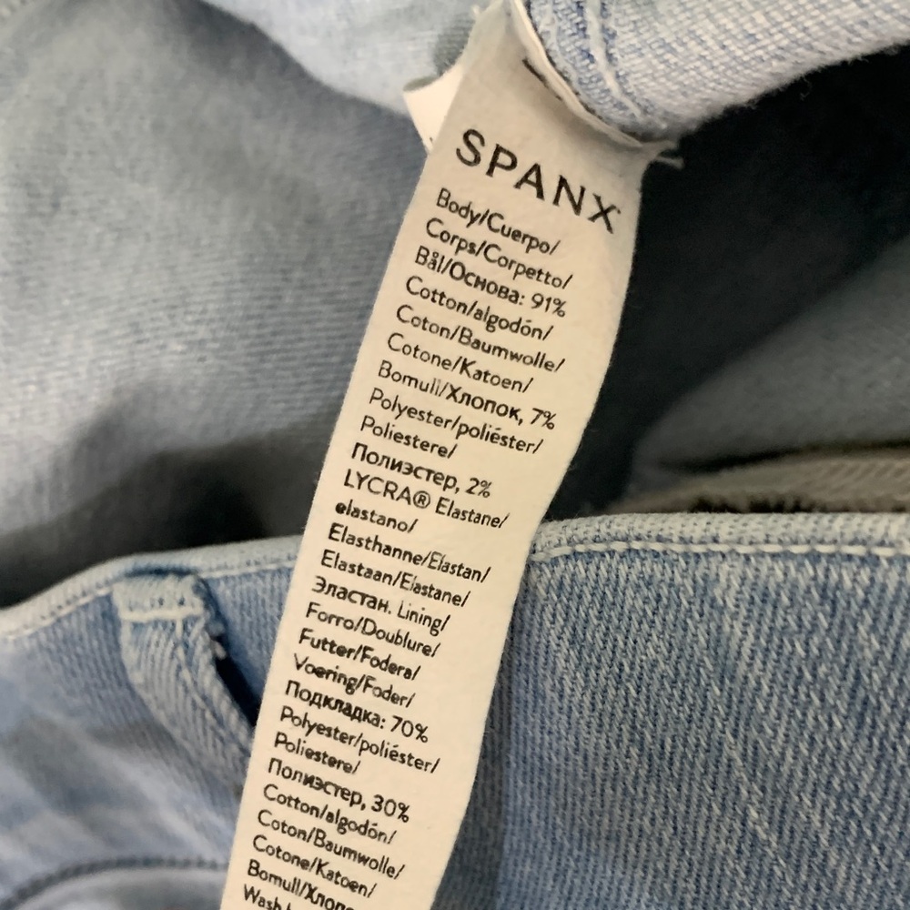 SPANX Light Wash Blue Flare High Rise Retro Jeans Slimming Women's L Minimalist - Picture 4 of 5